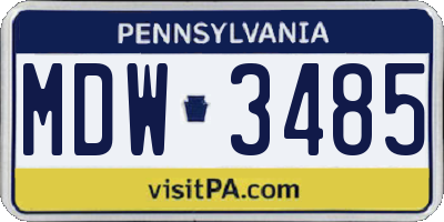 PA license plate MDW3485