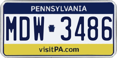 PA license plate MDW3486