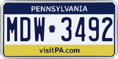 PA license plate MDW3492