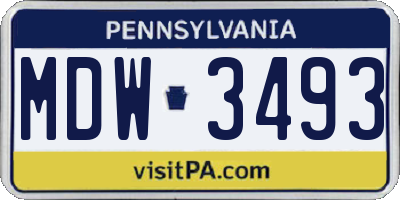 PA license plate MDW3493
