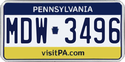 PA license plate MDW3496