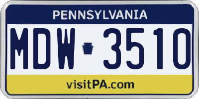 PA license plate MDW3510