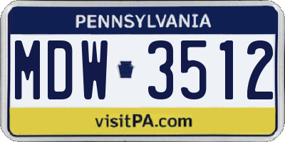 PA license plate MDW3512