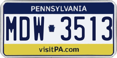 PA license plate MDW3513