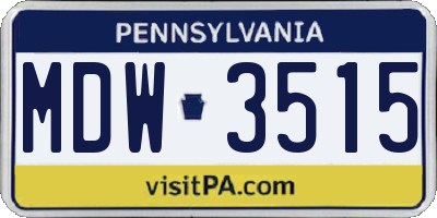 PA license plate MDW3515