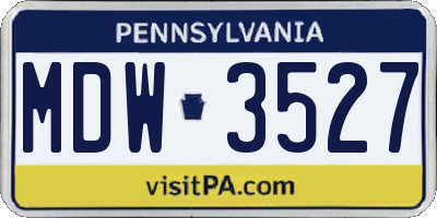PA license plate MDW3527