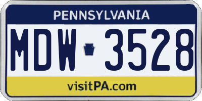 PA license plate MDW3528