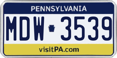 PA license plate MDW3539