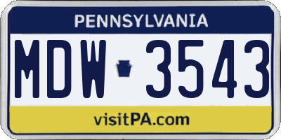 PA license plate MDW3543