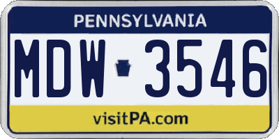PA license plate MDW3546