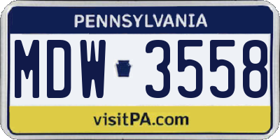 PA license plate MDW3558