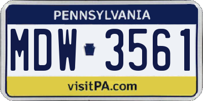 PA license plate MDW3561