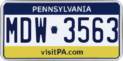 PA license plate MDW3563