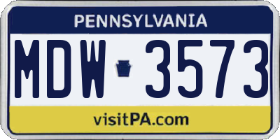PA license plate MDW3573
