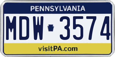 PA license plate MDW3574