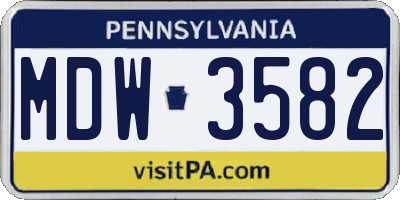 PA license plate MDW3582