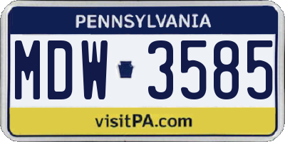 PA license plate MDW3585