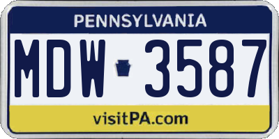 PA license plate MDW3587