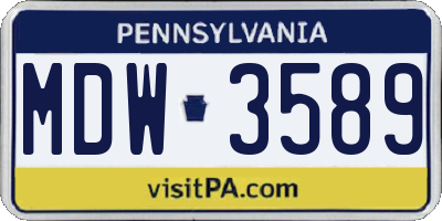 PA license plate MDW3589