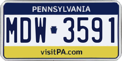 PA license plate MDW3591