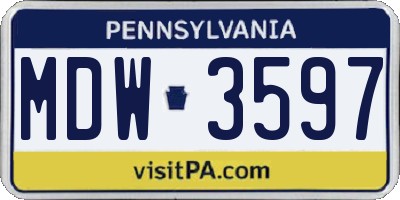 PA license plate MDW3597