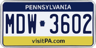PA license plate MDW3602