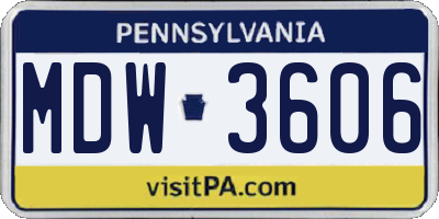 PA license plate MDW3606