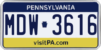 PA license plate MDW3616