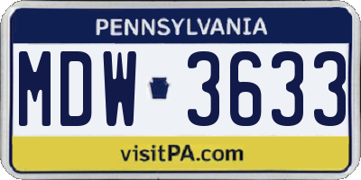 PA license plate MDW3633