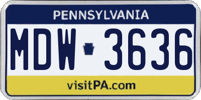 PA license plate MDW3636