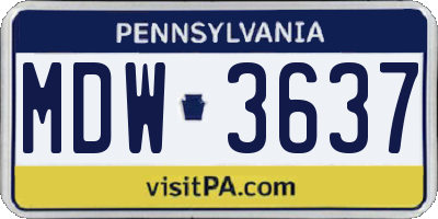 PA license plate MDW3637