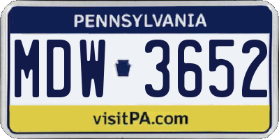 PA license plate MDW3652