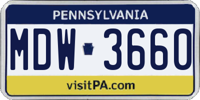 PA license plate MDW3660