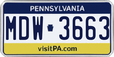 PA license plate MDW3663