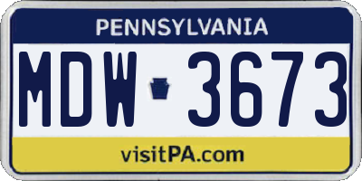 PA license plate MDW3673