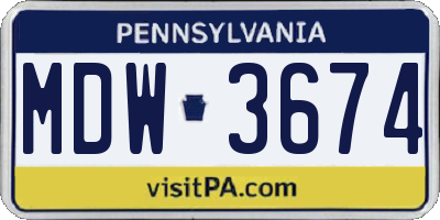 PA license plate MDW3674