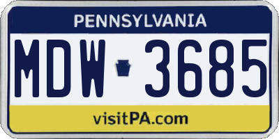 PA license plate MDW3685