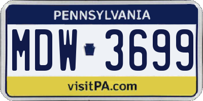 PA license plate MDW3699