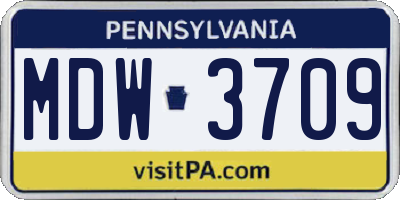 PA license plate MDW3709