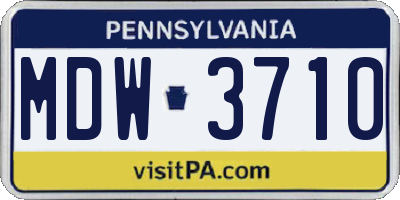 PA license plate MDW3710