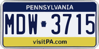 PA license plate MDW3715