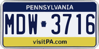 PA license plate MDW3716