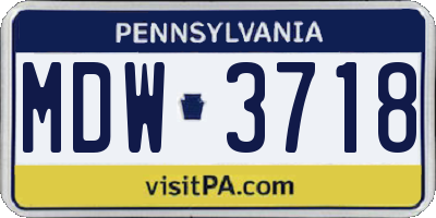 PA license plate MDW3718