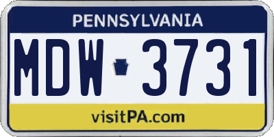 PA license plate MDW3731