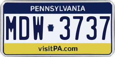 PA license plate MDW3737