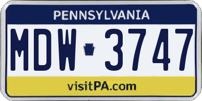 PA license plate MDW3747