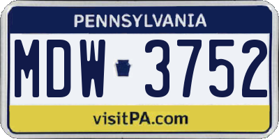 PA license plate MDW3752