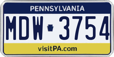 PA license plate MDW3754