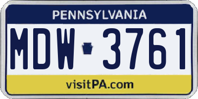 PA license plate MDW3761