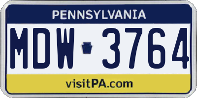 PA license plate MDW3764